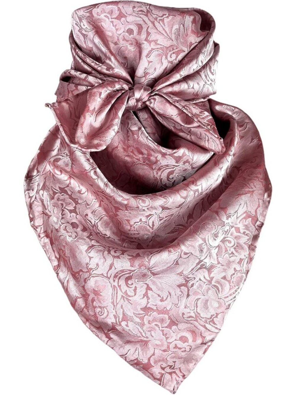 Luxurious 34” Silk Western Cowboy Wild Rag Scarf - Jacquard Baroque Design